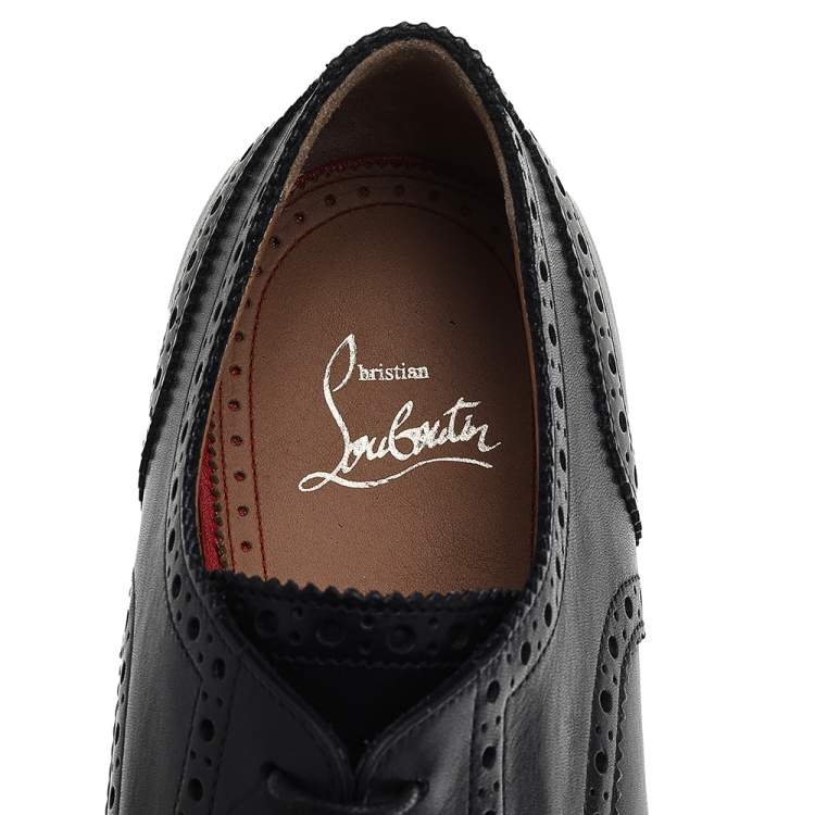 Pre Owned  Christian Louboutin Black Brogue Leather Alpha Mate Derby Shoes Size 39