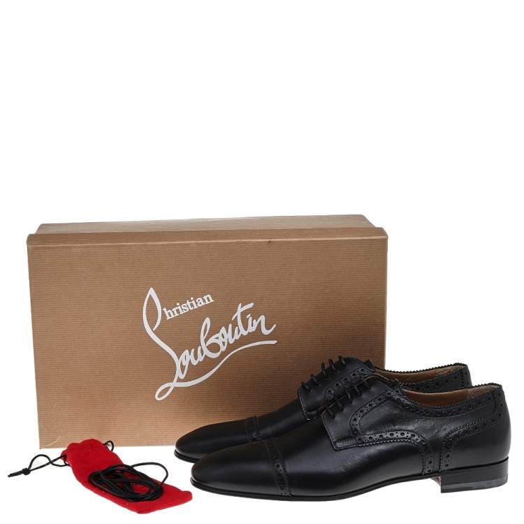 Pre Owned  Christian Louboutin Black Brogue Leather Alpha Mate Derby Shoes Size 39