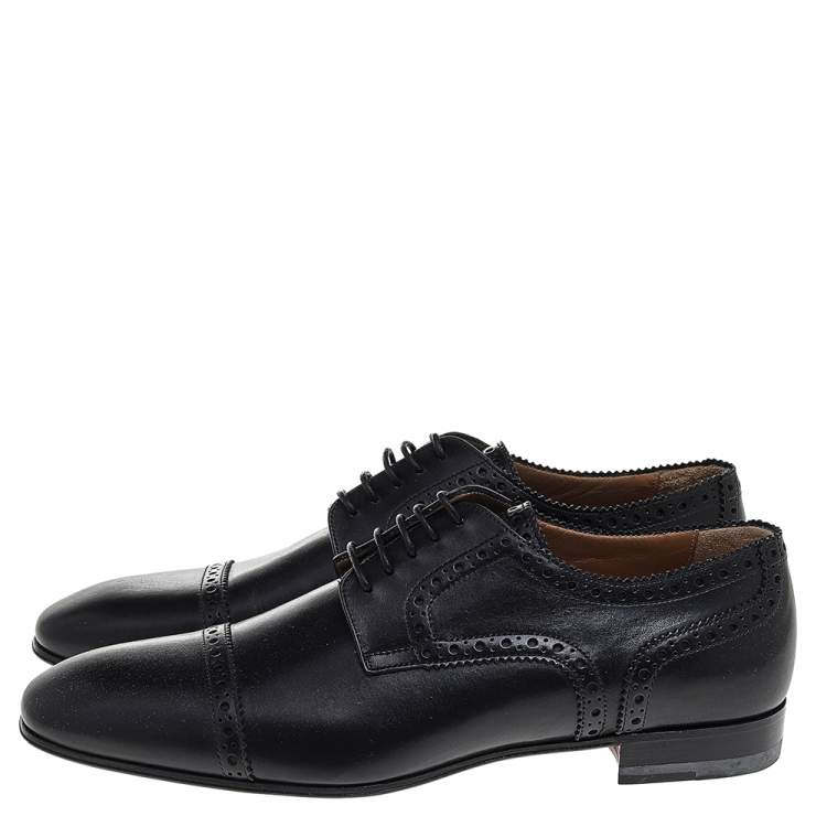 Pre Owned  Christian Louboutin Black Brogue Leather Alpha Mate Derby Shoes Size 39