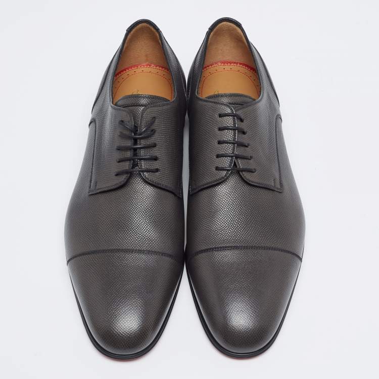 Pre Owned Christian Louboutin Dark Brown Surcity Minigraine Derby Size 43