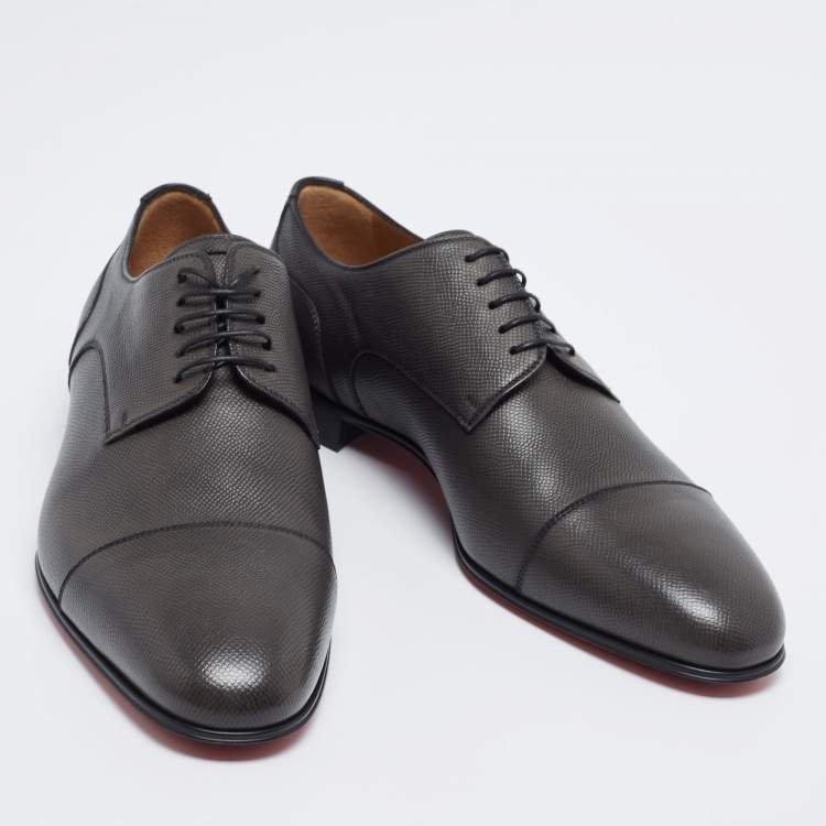 Pre Owned Christian Louboutin Dark Brown Surcity Minigraine Derby Size 43