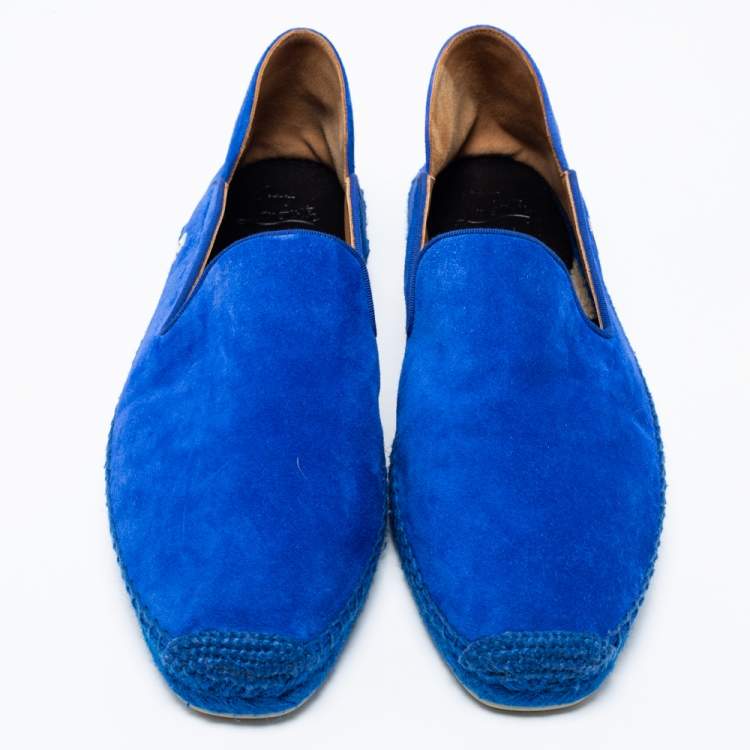 Pre Owned Christian Louboutin Blue Suede Espadon Espadrilles Loafers Size 42
