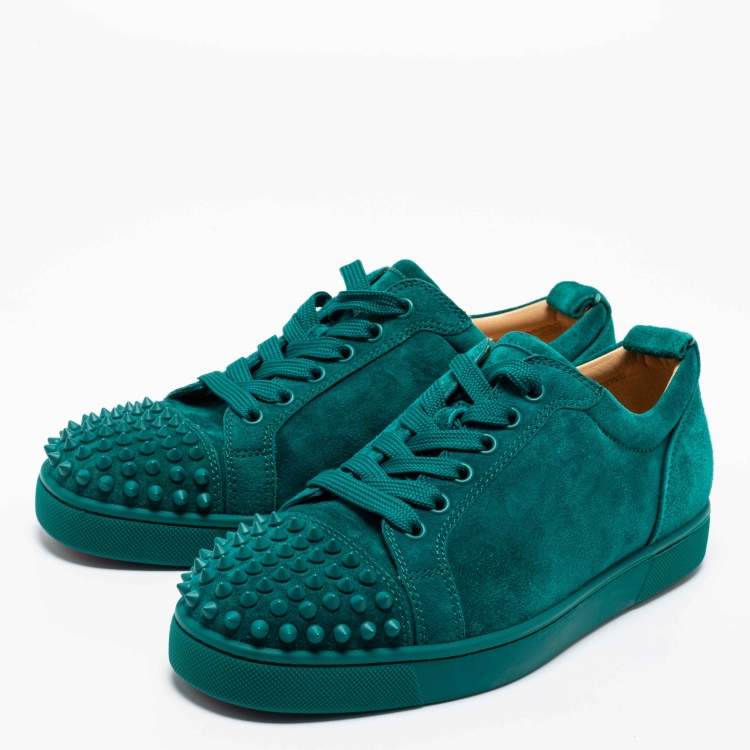 Christian Louboutin Green Suede Louis Spike Sneakers Size 39.5