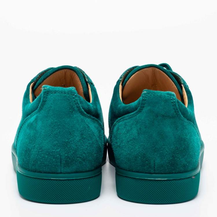 Pre Owned Christian Louboutin Green Suede Louis Spike Sneakers Size 39.5
