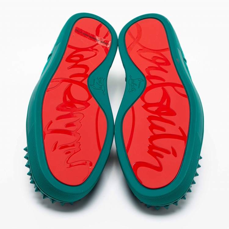 Pre Owned Christian Louboutin Green Suede Louis Spike Sneakers Size 39.5