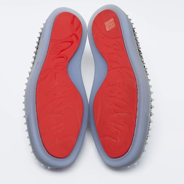 Pre Owned Christian Louboutin Multicolor Python Leather Spiked Pik Boat Slip On Sneakers Size 44