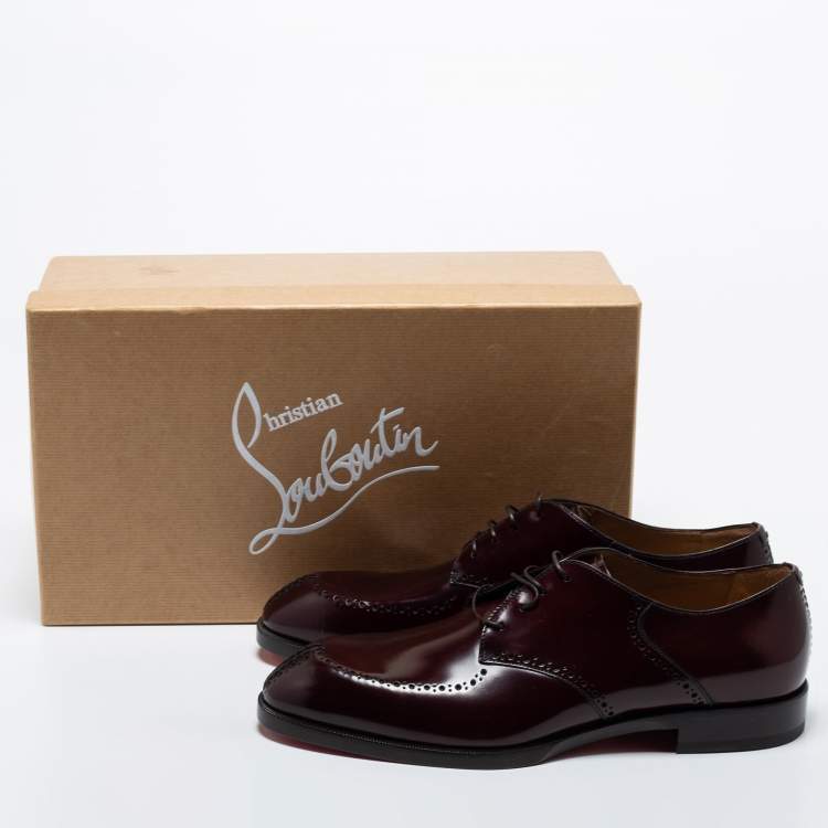 Pre Owned Christian Louboutin Burgundy Leather A Mon Homme Derby Size 43