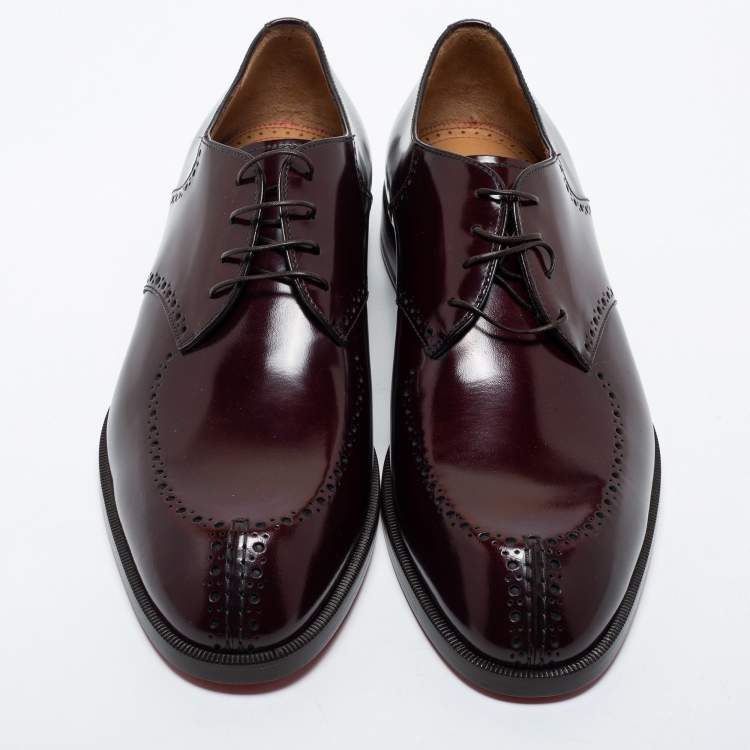Pre Owned Christian Louboutin Burgundy Leather A Mon Homme Derby Size 43