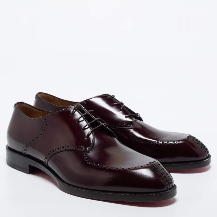 Pre Owned Christian Louboutin Burgundy Leather A Mon Homme Derby Size 43