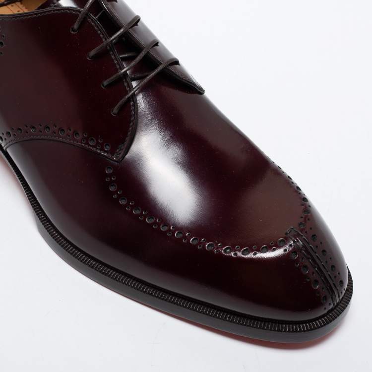 Pre Owned Christian Louboutin Burgundy Leather A Mon Homme Derby Size 43