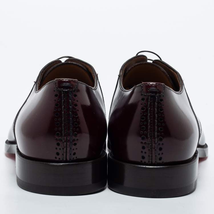 Pre Owned Christian Louboutin Burgundy Leather A Mon Homme Derby Size 43