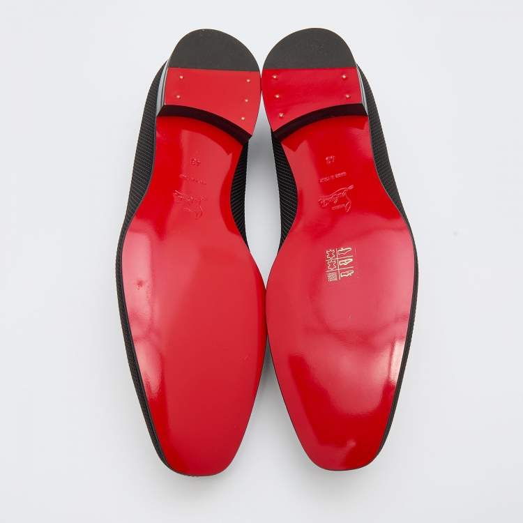 Pre Owned Christian Louboutin Black Nylon Rivalion Tassel Smoking Slippers Size 43