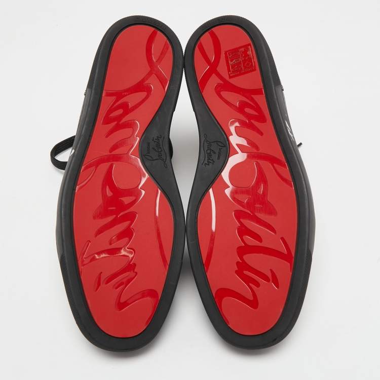 Pre Owned Christian Louboutin Black Leather and Suede Louis High Top Sneakers Size 41