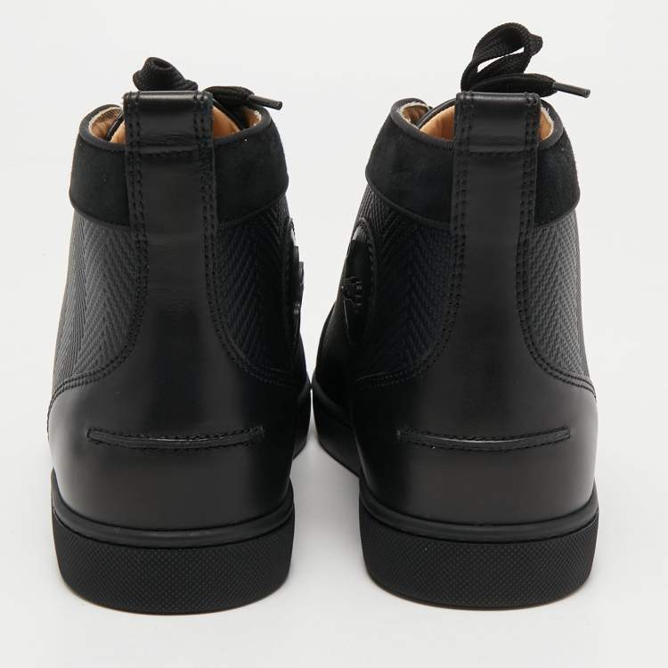 Pre Owned Christian Louboutin Black Leather and Suede Louis High Top Sneakers Size 41