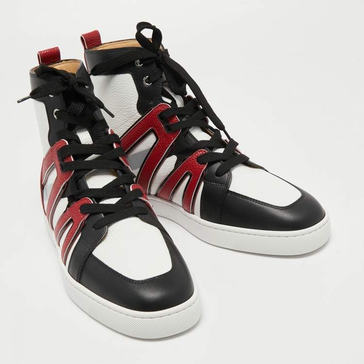 Pre Owned Christian Louboutin Tricolor Leather Vida High Top Sneakers Size 42