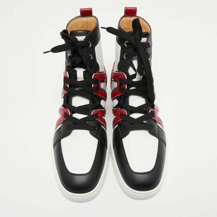 Pre Owned Christian Louboutin Tricolor Leather Vida High Top Sneakers Size 42