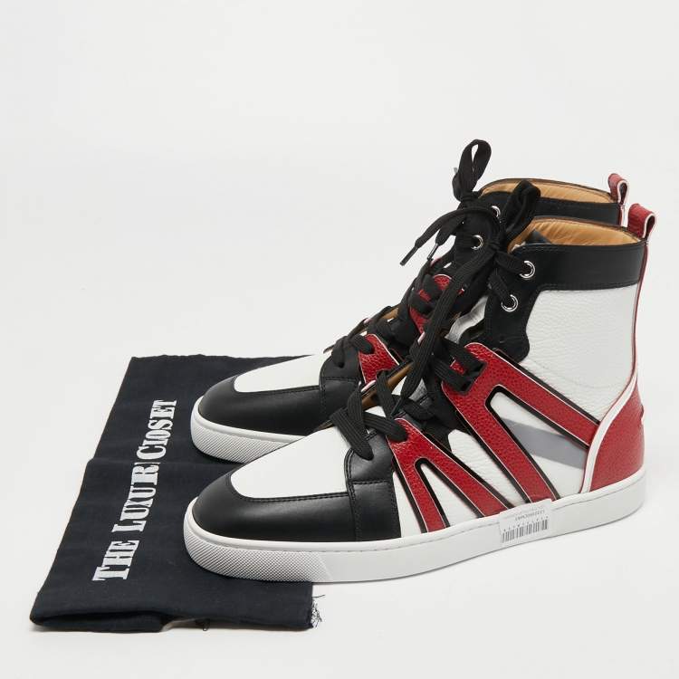 Pre Owned Christian Louboutin Tricolor Leather Vida High Top Sneakers Size 42