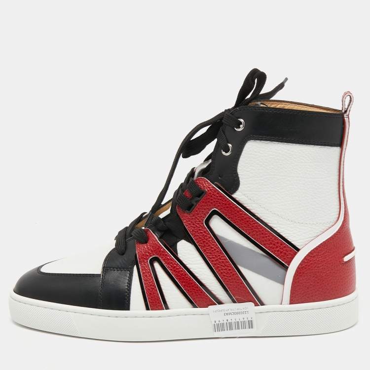 Pre Owned Christian Louboutin Tricolor Leather Vida High Top Sneakers Size 42