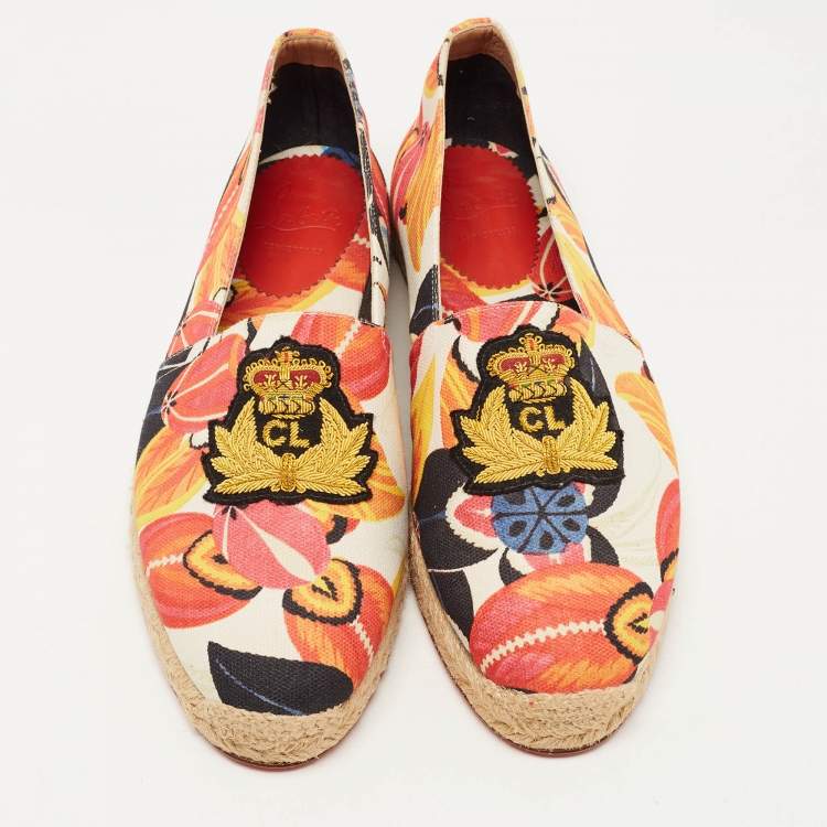 Pre Owned Christian Louboutin Multicolor Floral Canvas Nanou Orlato Espadrille Flats Size 42