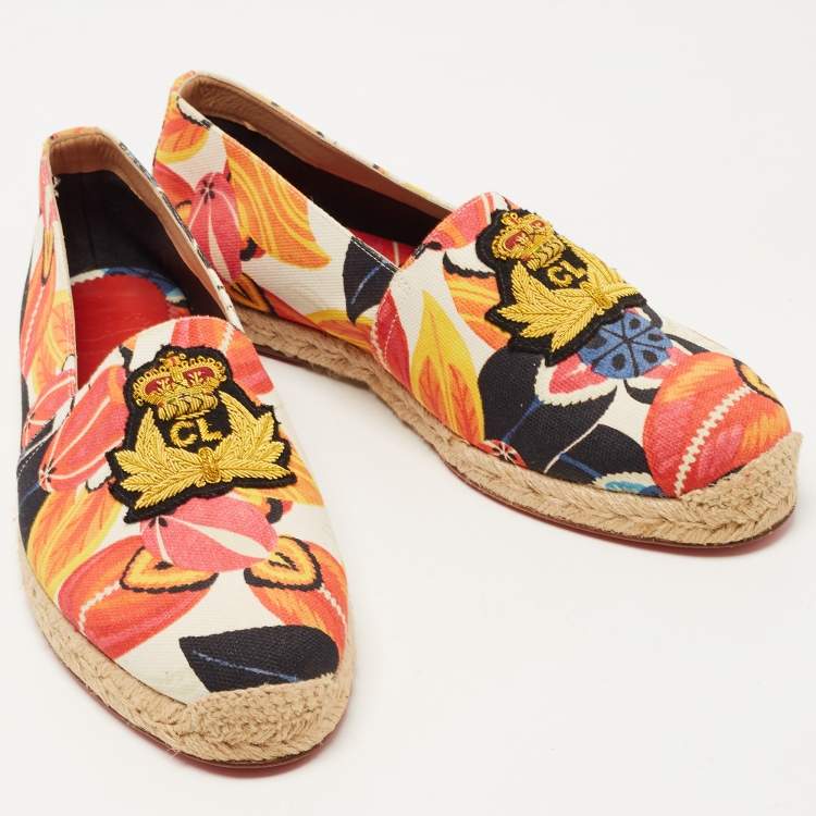 Pre Owned Christian Louboutin Multicolor Floral Canvas Nanou Orlato Espadrille Flats Size 42