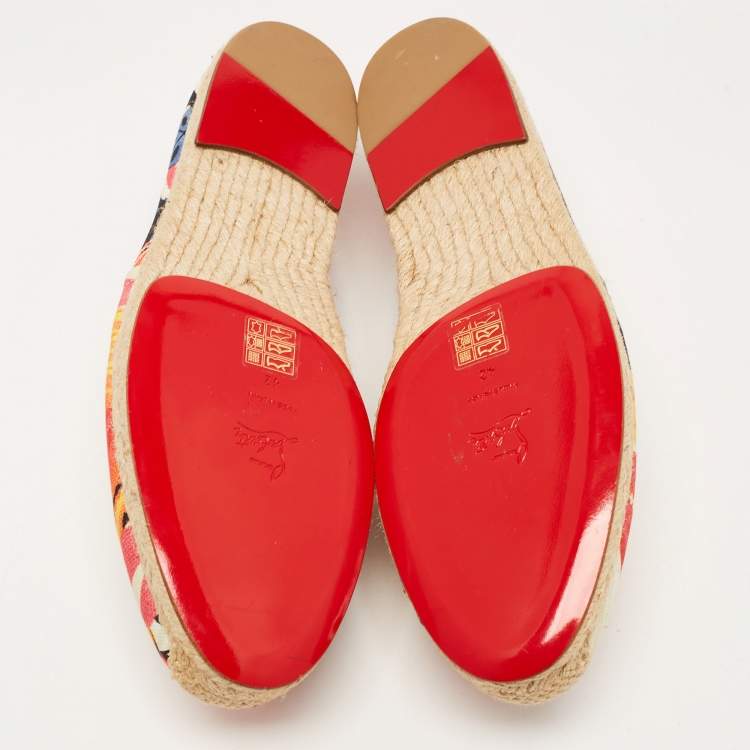 Pre Owned Christian Louboutin Multicolor Floral Canvas Nanou Orlato Espadrille Flats Size 42