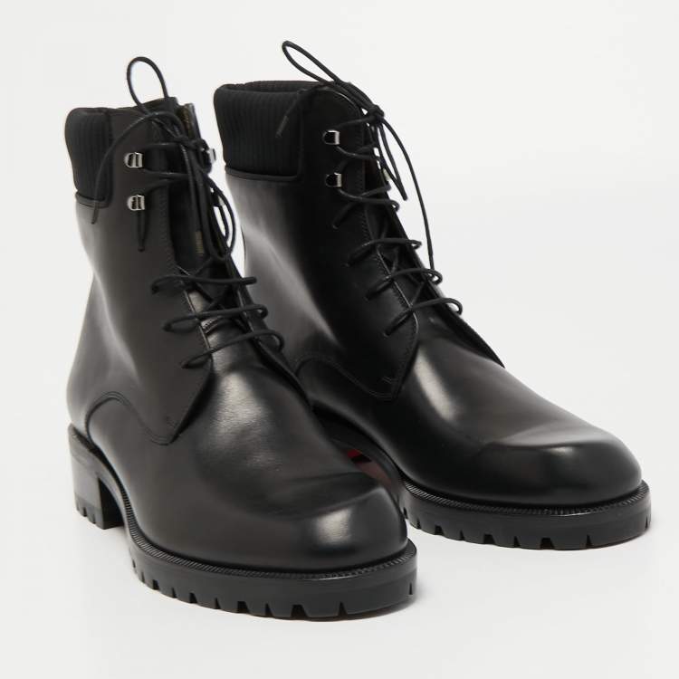 Pre Owned Christian Louboutin Black Leather Trapman Boots Size 43 