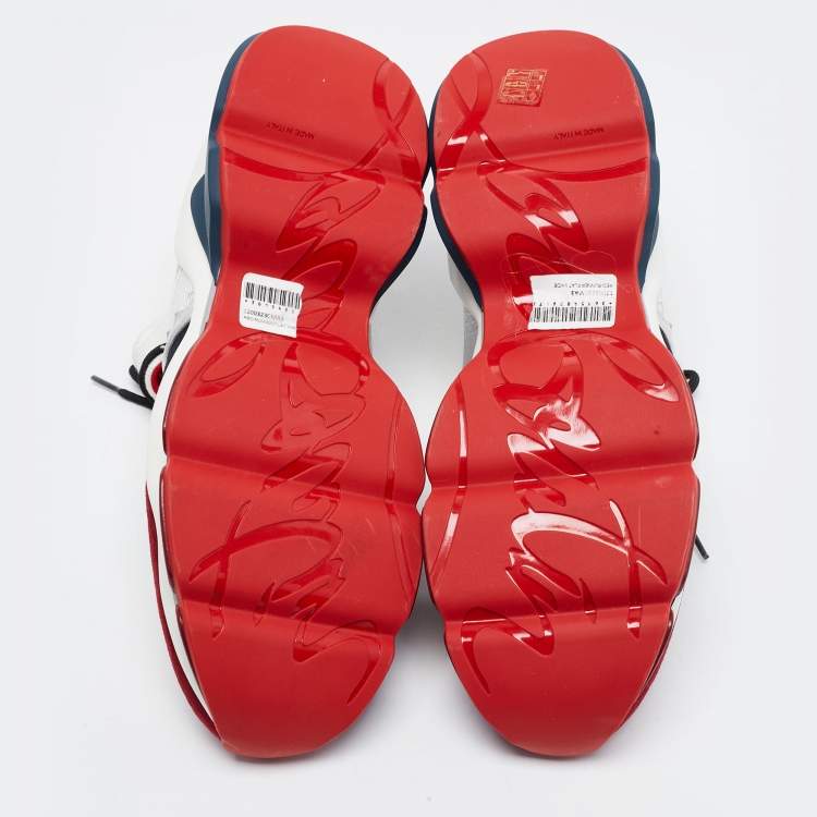 مملوكة مسبقًا Christian Louboutin Multicolor Leather and Lurex Fabric Runner Flat Low Top Sneakers Size 44.5