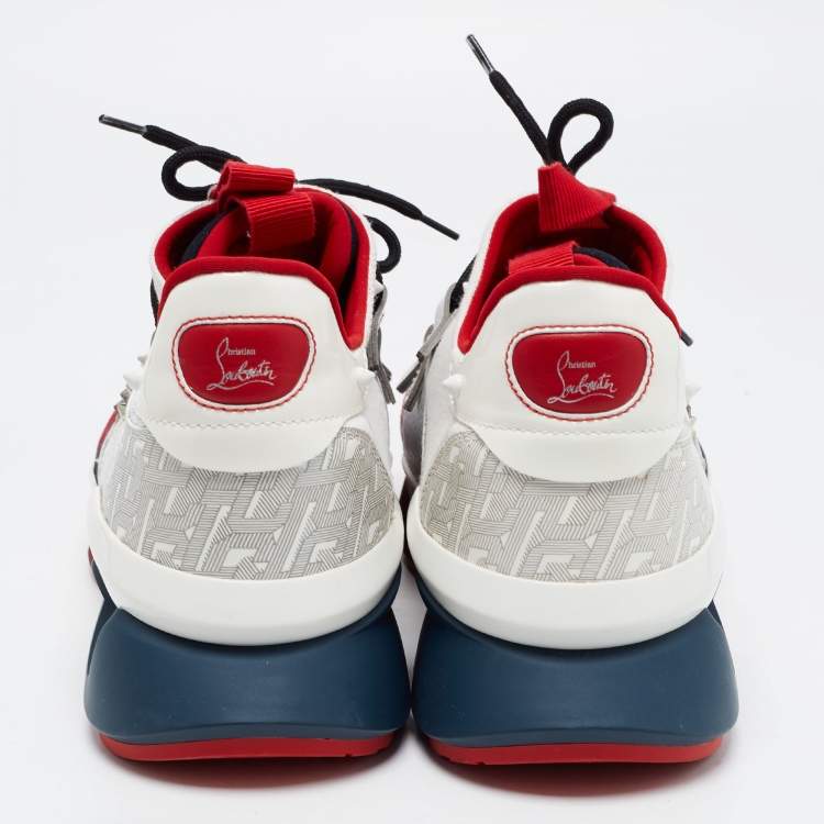 مملوكة مسبقًا Christian Louboutin Multicolor Leather and Lurex Fabric Runner Flat Low Top Sneakers Size 44.5