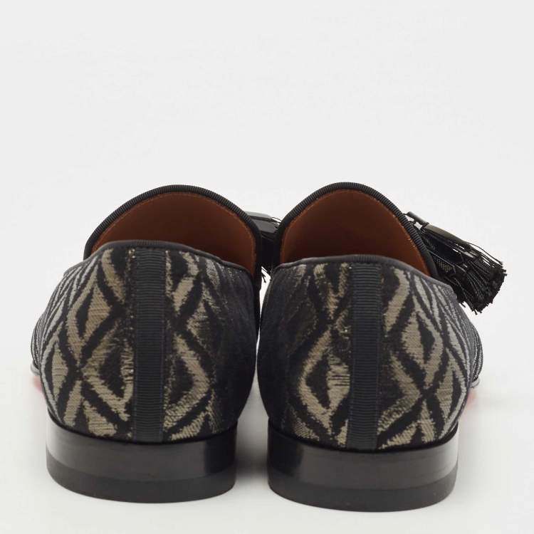 Pre Owned Christian Louboutin Black Fabric Dandelion Tassel Loafers Size 44