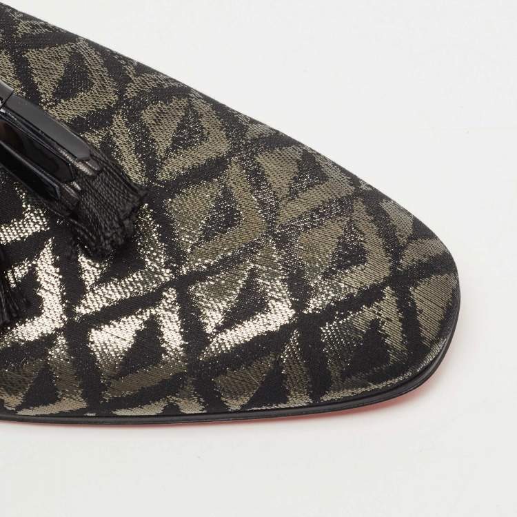 Pre Owned Christian Louboutin Black Fabric Dandelion Tassel Loafers Size 44