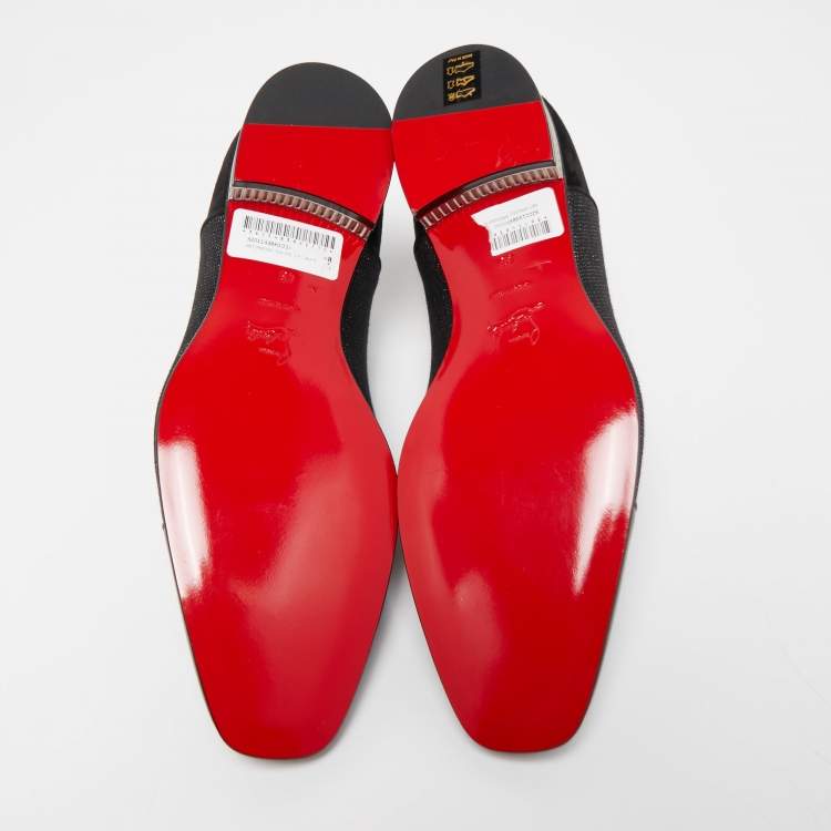 Pre Owned Christian Louboutin Black Leather and Fabric Daviol Derby Size 43