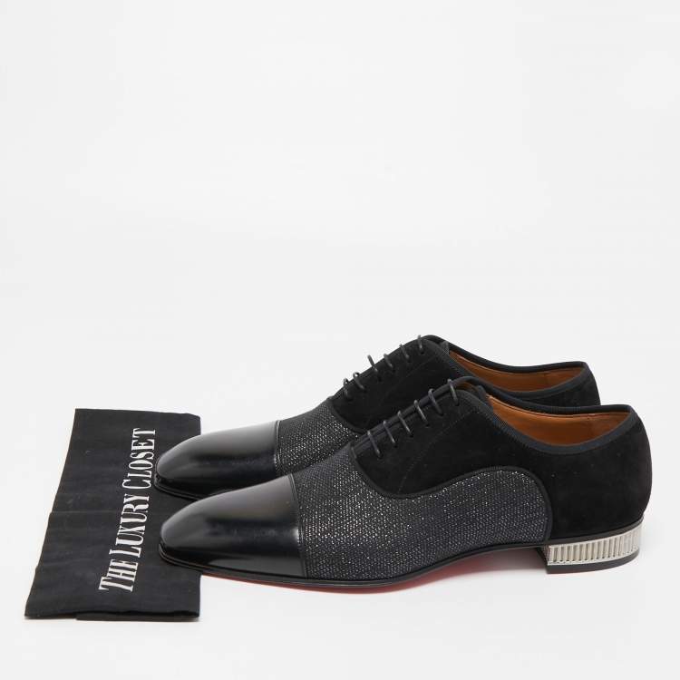 Pre Owned Christian Louboutin Black Leather and Fabric Daviol Derby Size 43
