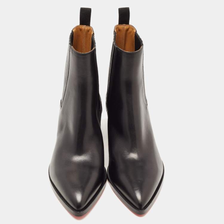 Pre Owned Christian Louboutin Black Leather Chelsea Boots Size 43