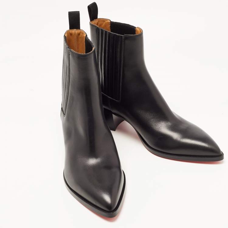 Pre Owned Christian Louboutin Black Leather Chelsea Boots Size 43
