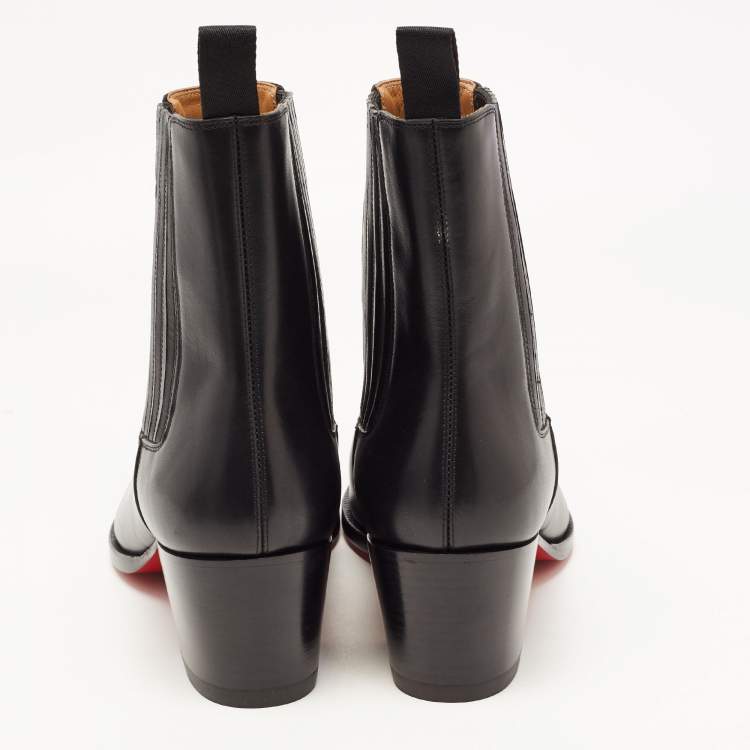 Pre Owned Christian Louboutin Black Leather Chelsea Boots Size 43