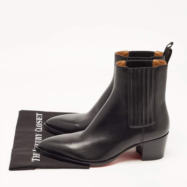 Pre Owned Christian Louboutin Black Leather Chelsea Boots Size 43