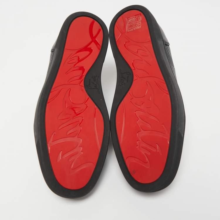 Pre Owned Christian Louboutin Black Leather Louis Junior Low Top Sneakers Size 40