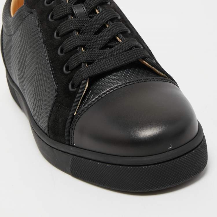 Pre Owned Christian Louboutin Black Leather Louis Junior Low Top Sneakers Size 40