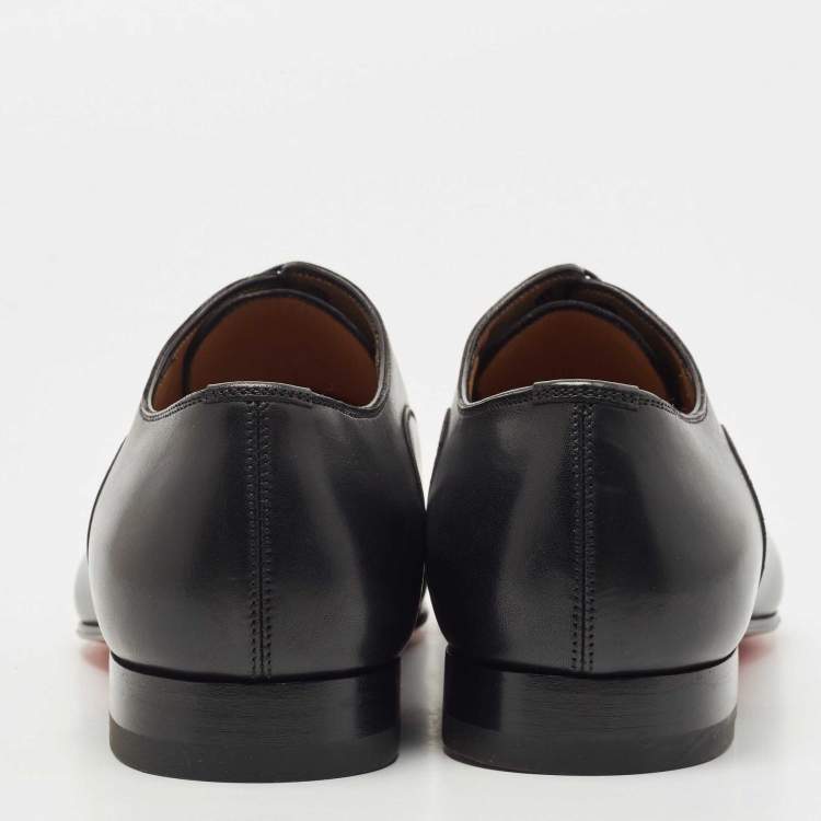 Pre Owned Christian Louboutin Black Leather Greggo Lace Up Oxfords Size 39.5