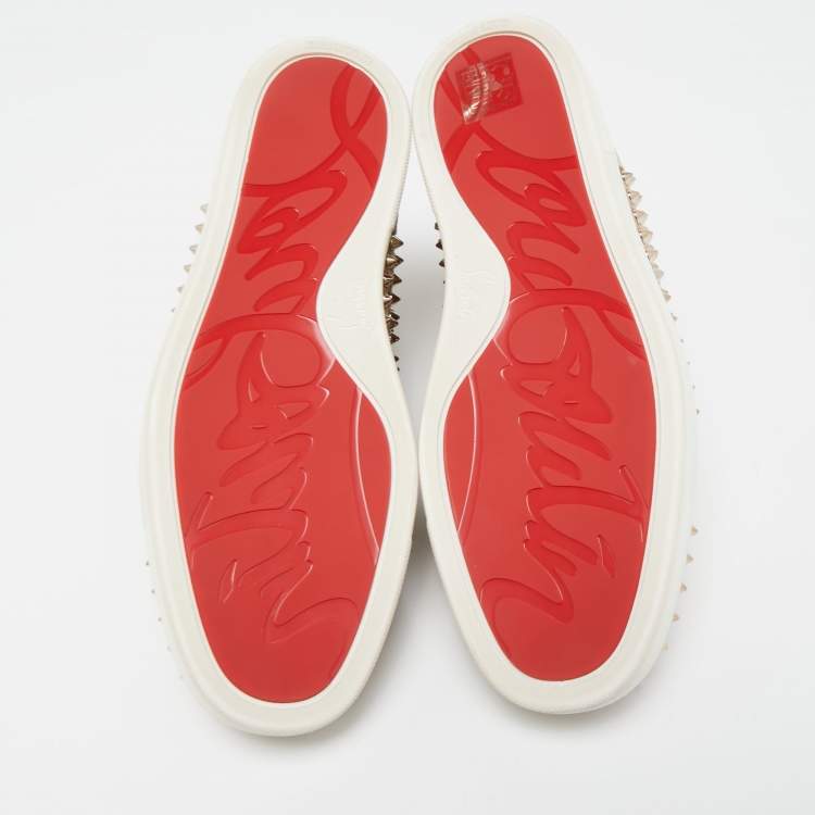 Pre Owned Christian Louboutin Brown Suede Louis Spike High Top Sneakers Size 41