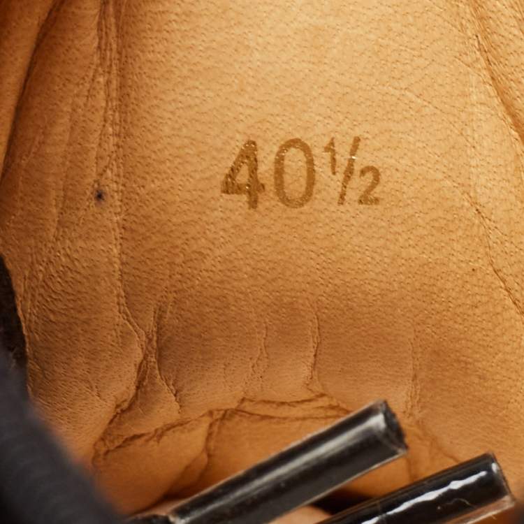 Pre Owned Christian Louboutin Black Patent Leather and Suede Embellished Louis High-Top Sneakers Size 40.5