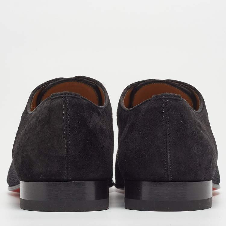 Pre Owned Christian Louboutin Black Leather and Suede Greggo Lace Up Oxford Size 40