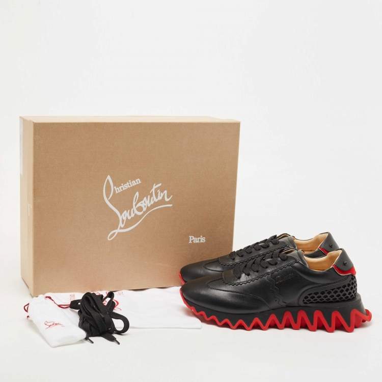 مملوكة مسبقًا Christian Louboutin Black Leather Loubishark Low Top Sneakers Size 41