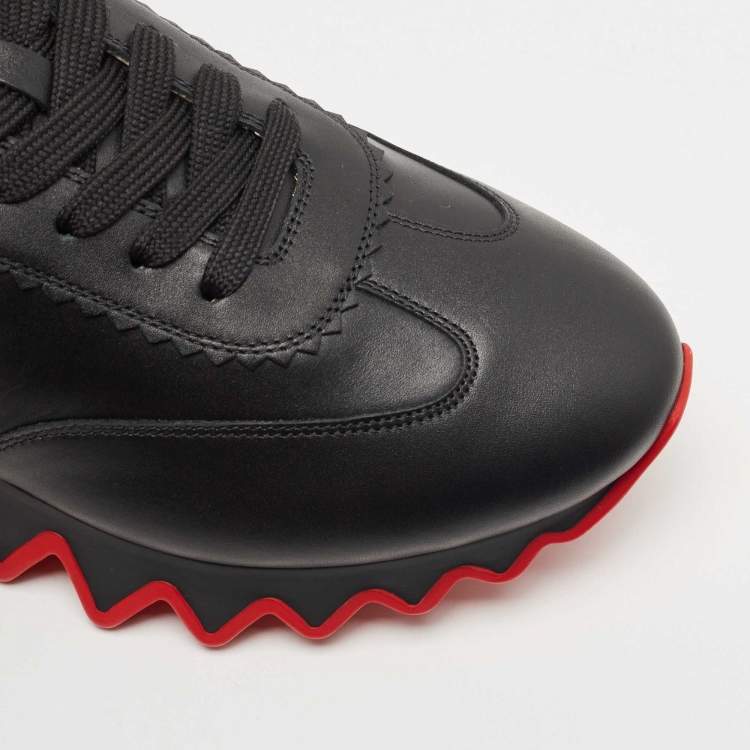 مملوكة مسبقًا Christian Louboutin Black Leather Loubishark Low Top Sneakers Size 41