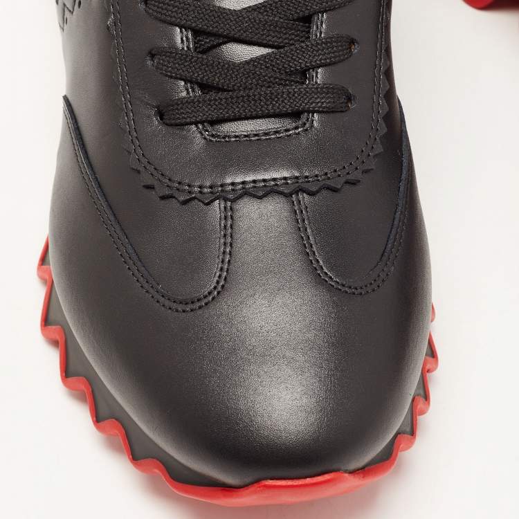 Pre Owned Christian Louboutin Black Leather Loubishark Low Top Sneakers Size 42
