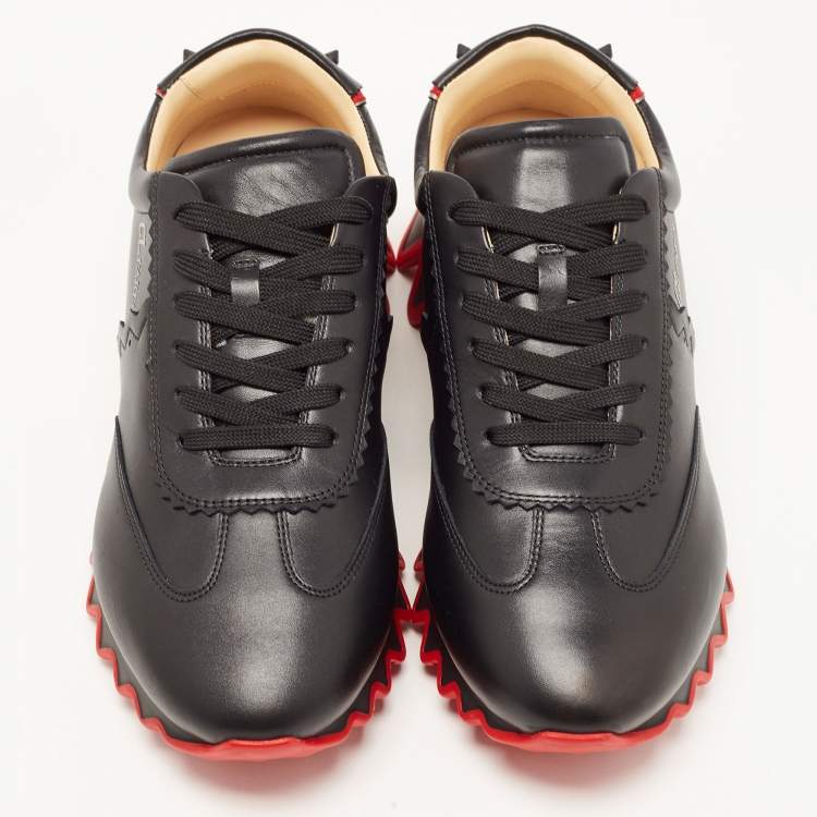 Pre Owned Christian Louboutin Black Leather Loubishark Low Top Sneakers Size 42