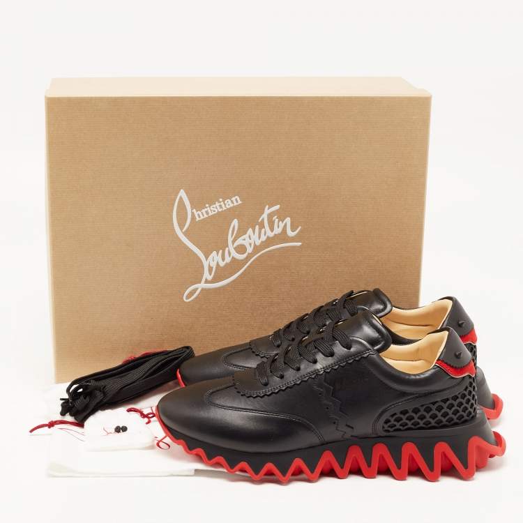 Pre Owned Christian Louboutin Black Leather Loubishark Low Top Sneakers Size 42