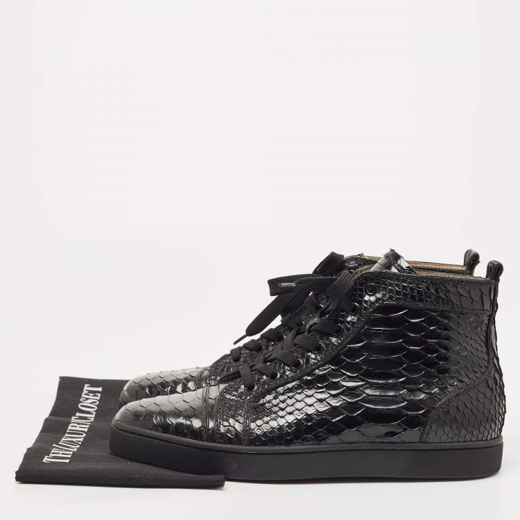 Pre Owned Christian Louboutin Black Python Louis Orlato Sneakers Size 43