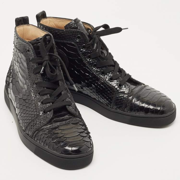 Pre Owned Christian Louboutin Black Python Louis Orlato Sneakers Size 43