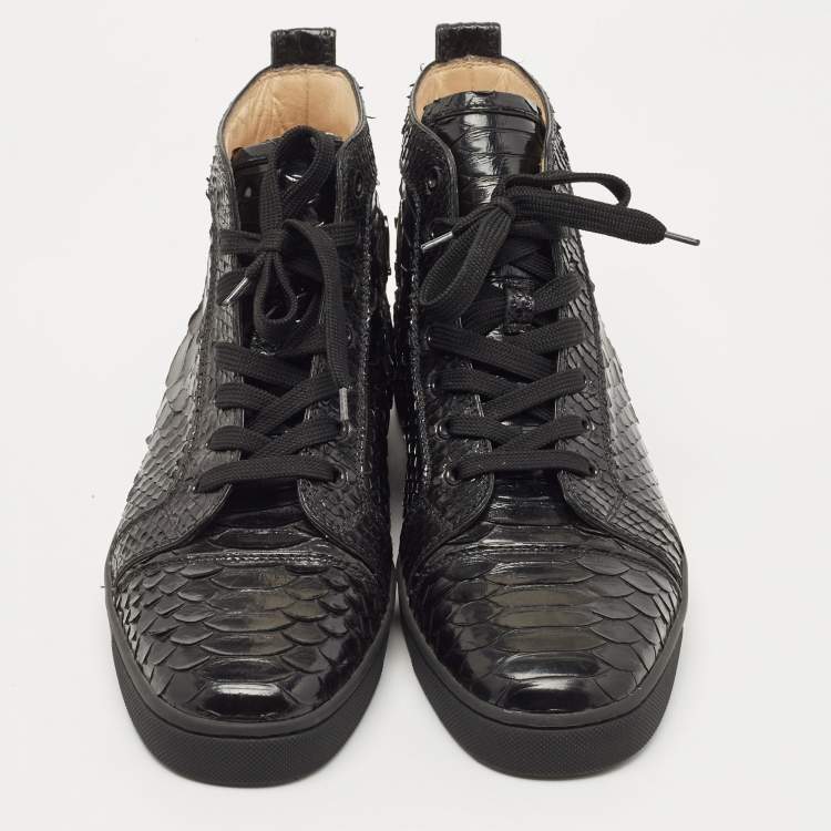 Pre Owned Christian Louboutin Black Python Louis Orlato Sneakers Size 43